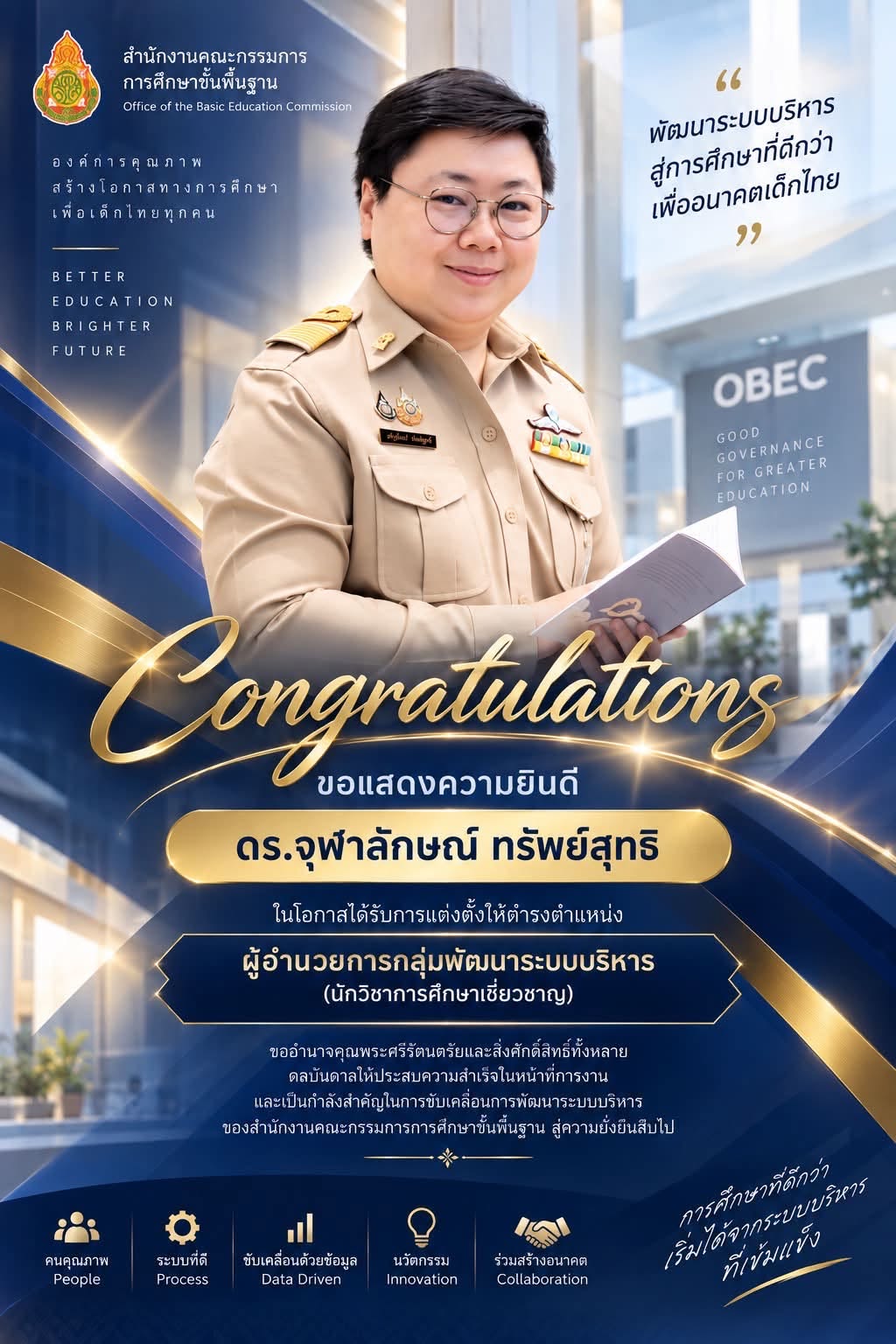 แสดงความยินดี ดร.จุฬาลักษณ์ ทรัพย์สุทธิ
